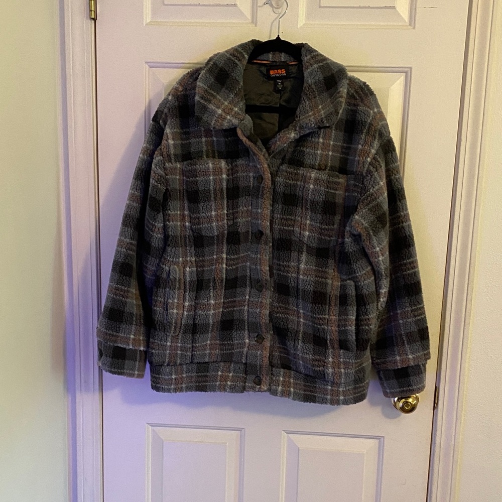 Bass Blue Plaid Sherpa jacket